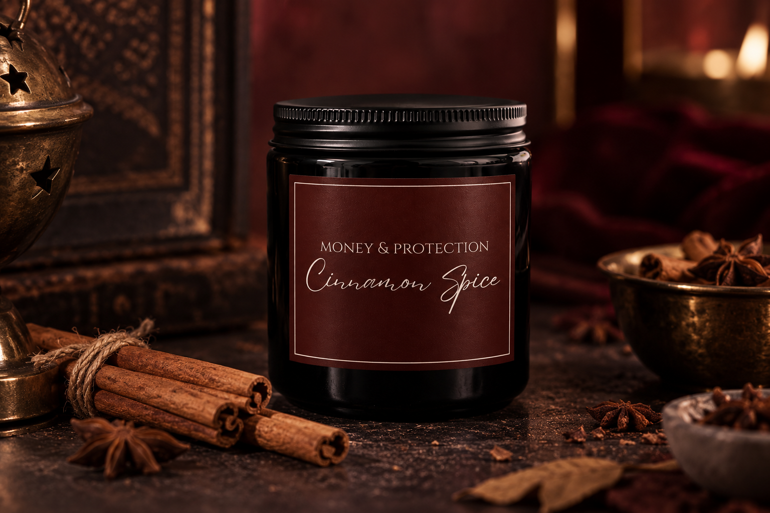 Money and protection ritual candle