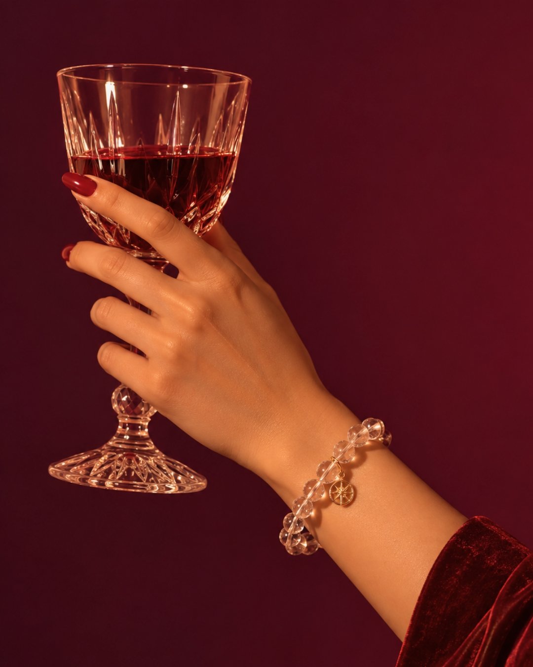 Crystal bracelet on a wrist